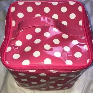 Pink polka dot cosmetic bag